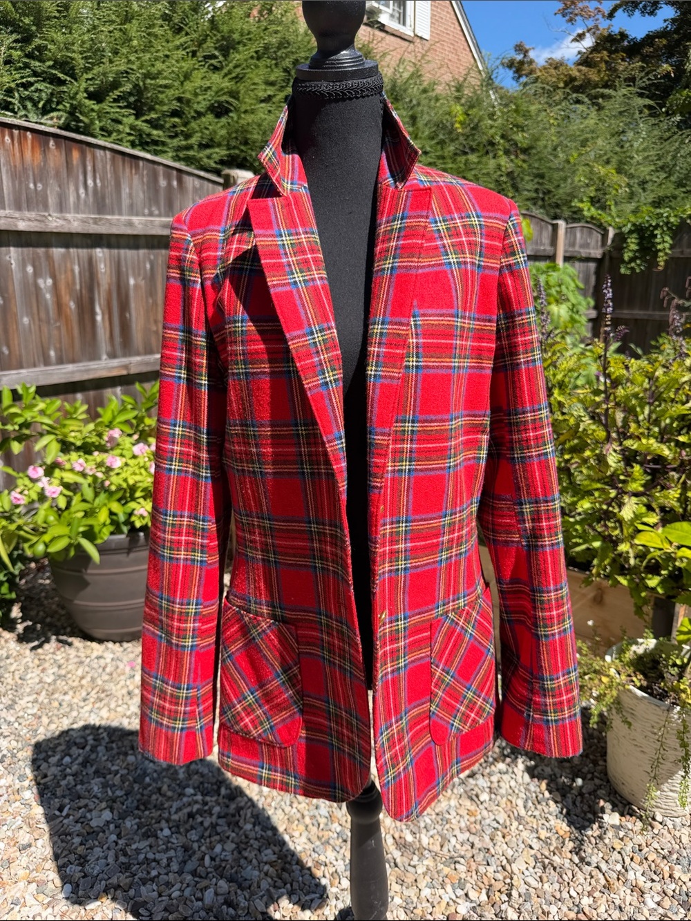 Haberdashery by Personal Vintage Red Tartan Plaid Blazer Jacket Size 10